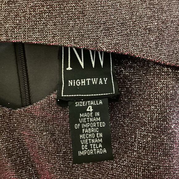 Nightway Glitter Tornazol Silver Fuchsia Gown Long Formal Dress Size 4 NYE - Picture 3 of 15